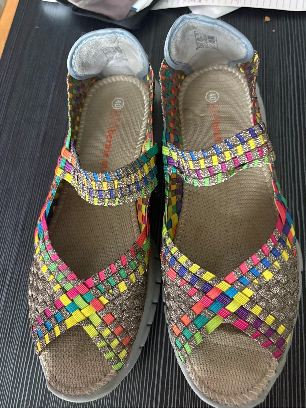bernie mev. Multicolor Woven Mary Jane Sandals